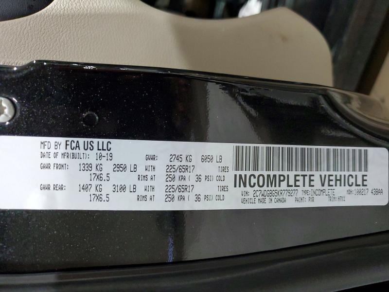 2019 Dodge Grand Caravan მანქანა იყიდება აუქციონზე, vin: 2C7WDGBG5KR779277, აუქციონის ნომერი: 78354955