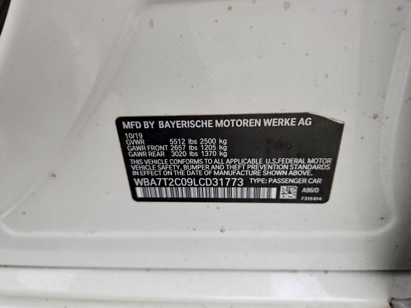78056865 :رقم المزاد ، WBA7T2C09LCD31773 vin ، 2020 Bmw 740 مزاد بيع