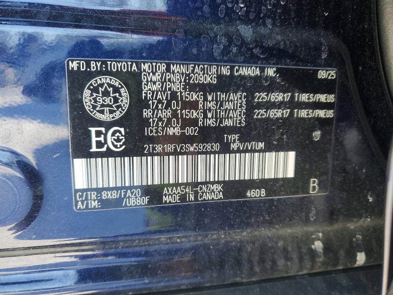 73870235 :رقم المزاد ، 2T3R1RFV3SW592830 vin ، 2025 Toyota Rav4 مزاد بيع