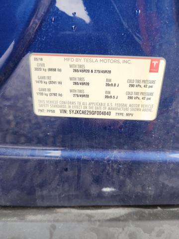 77684025 :رقم المزاد ، 5YJXCAE25GF004840 vin ، 2016 Tesla Model X مزاد بيع