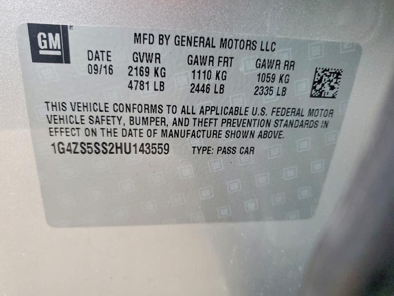 Aukcja sprzedaży 2017 Buick Lacrosse, vin: 1G4ZS5SS2HU143559, numer aukcji: 72743005