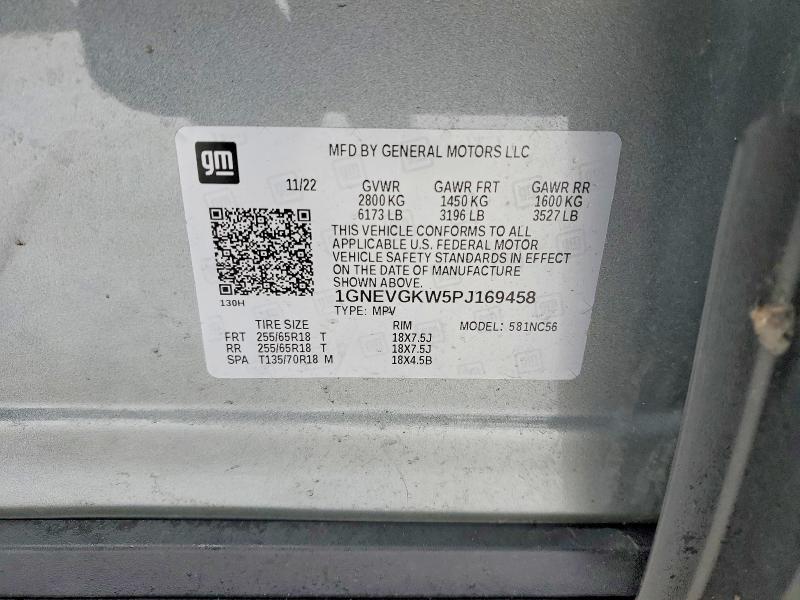 76617235 :رقم المزاد ، 1GNEVGKW5PJ169458 vin ، 2023 Chevrolet Traverse مزاد بيع
