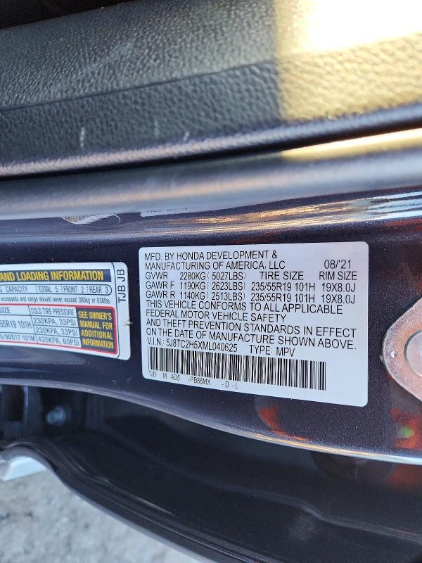 Aukcja sprzedaży 2021 Acura Rdx, vin: 5J8TC2H5XML040625, numer aukcji: 75654325