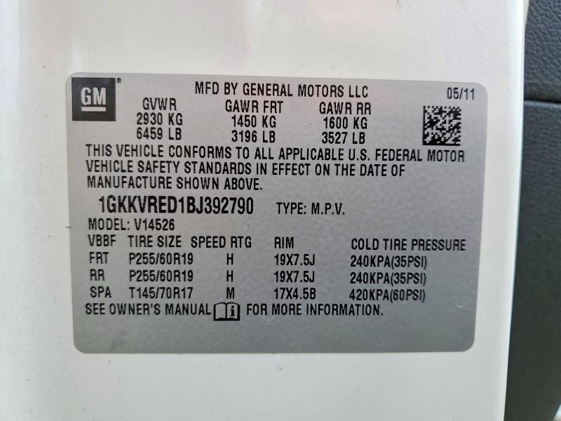 Продажа на аукционе авто 2011 Gmc Acadia Slt, vin: 1GKKVRED1BJ392790, номер лота: 77364135