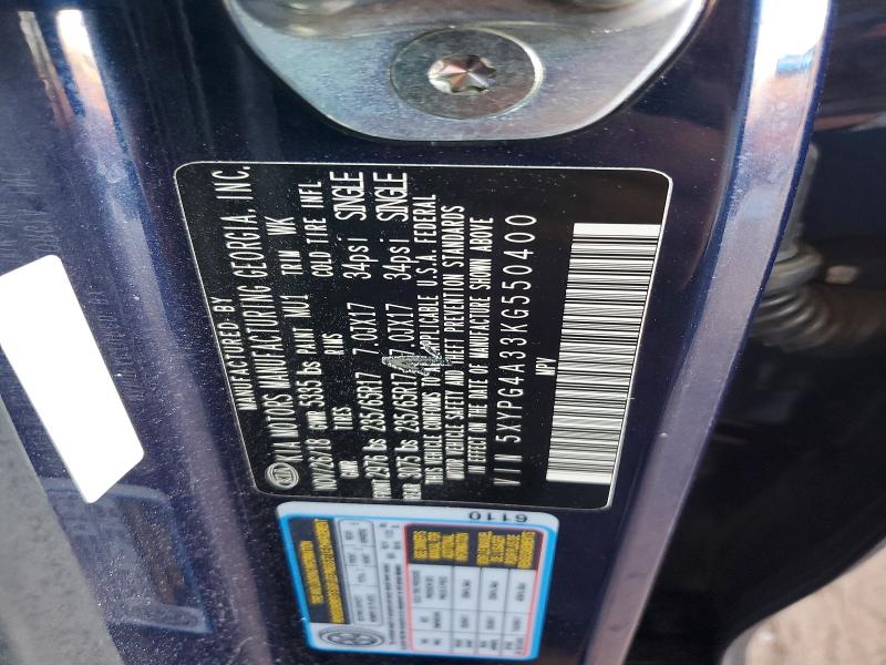 77796895 :رقم المزاد ، 5XYPG4A33KG550400 vin ، 2019 Kia Sorento مزاد بيع