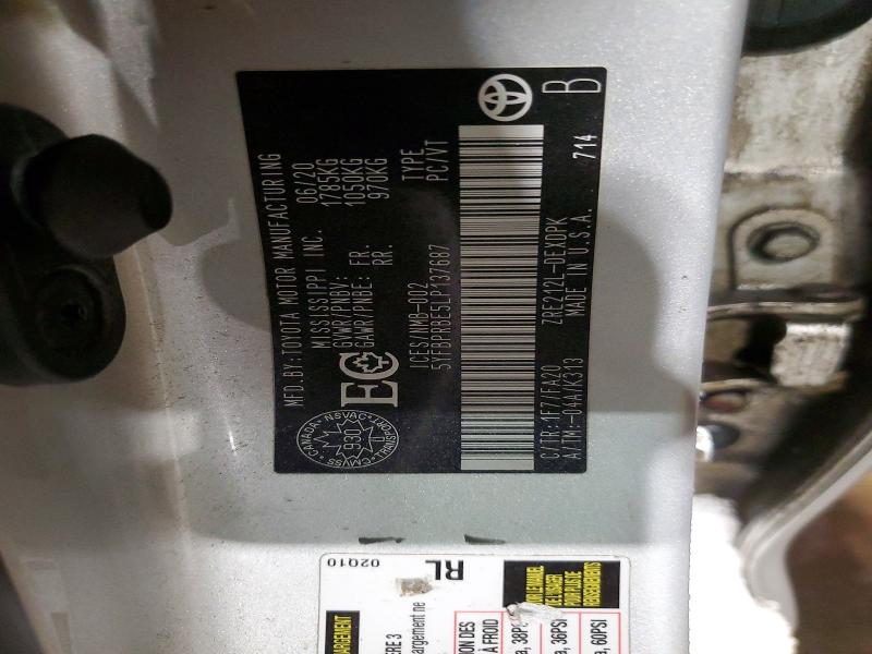 76428405 :رقم المزاد ، 5YFBPRBE5LP137687 vin ، 2020 Toyota Corolla مزاد بيع