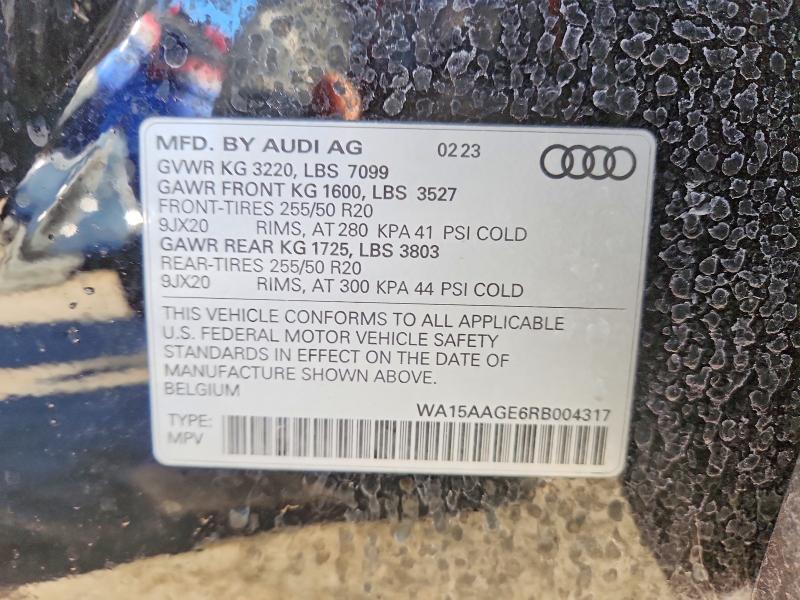 2024 Audi Q8 E-tron მანქანა იყიდება აუქციონზე, vin: WA15AAGE6RB004317, აუქციონის ნომერი: 75396365