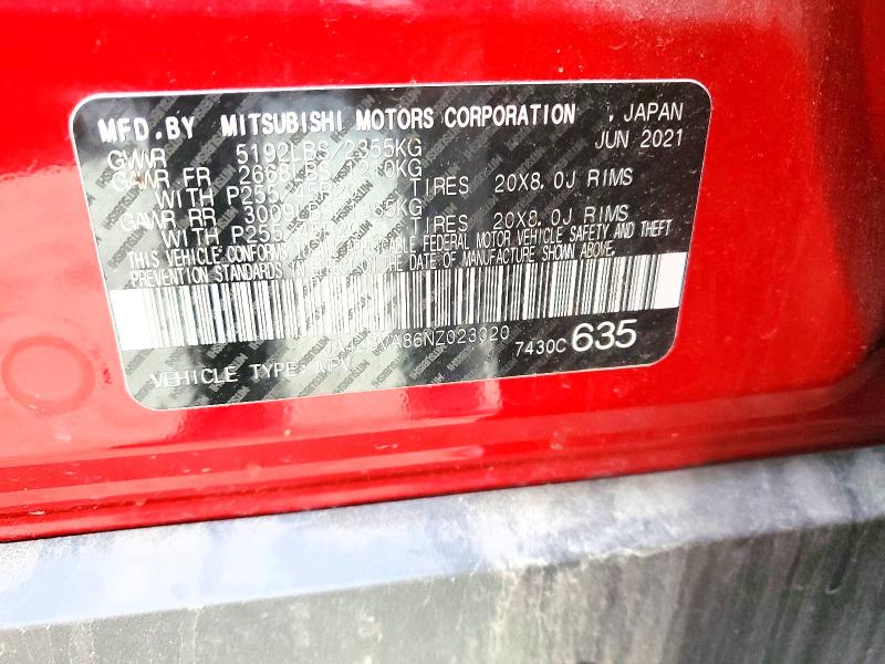 Продаж на аукціоні авто 2022 Mitsubishi Outlander, vin: JA4J3VA86NZ023020, номер лоту: 75964275