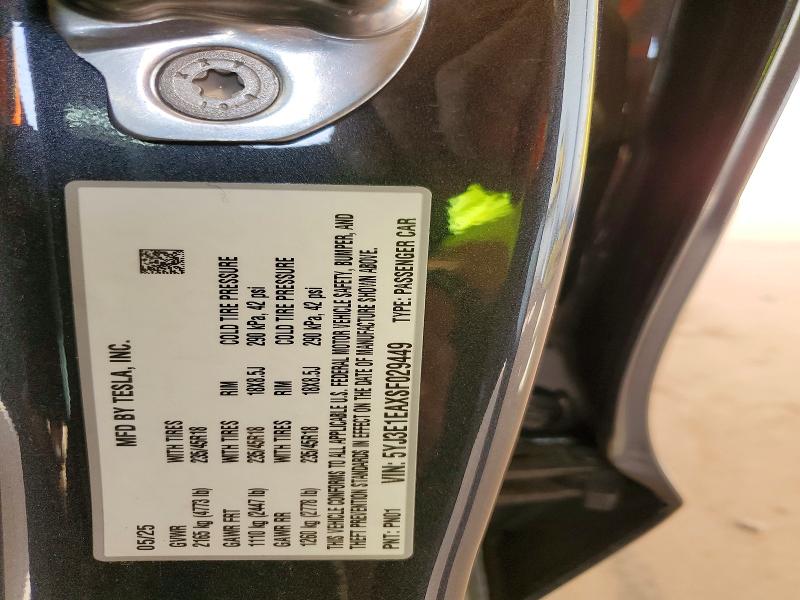 2025 Tesla Model 3 მანქანა იყიდება აუქციონზე, vin: 5YJ3E1EAXSF029449, აუქციონის ნომერი: 73239235
