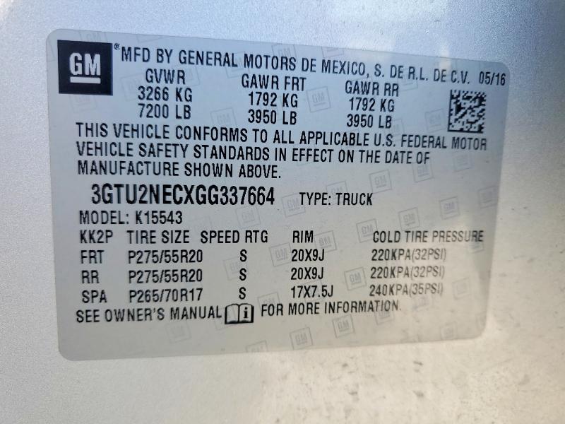 Продажа на аукционе авто 2016 Gmc Sierra, vin: 3GTU2NECXGG337664, номер лота: 77350825