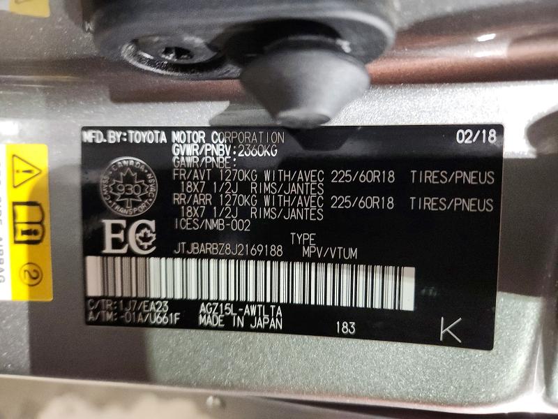 Aukcja sprzedaży 2018 Lexus Nx, vin: JTJBARBZ8J2169188, numer aukcji: 77701815