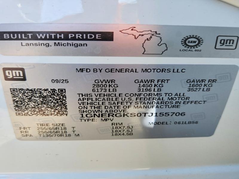 Продаж на аукціоні авто 2026 Chevrolet Traverse, vin: 1GNERGKS0TJ155706, номер лоту: 76369285