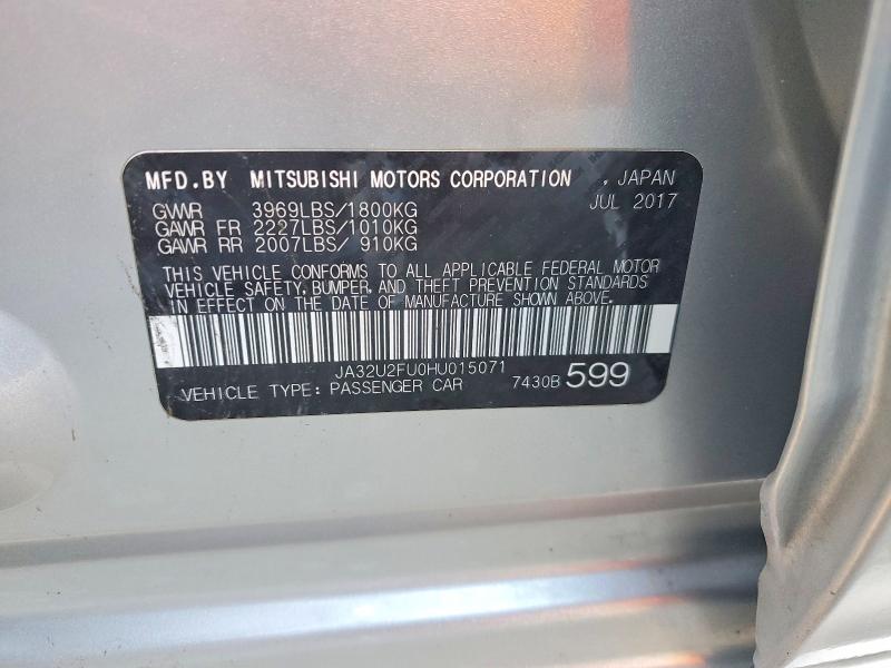 Aukcja sprzedaży 2017 Mitsubishi Lancer, vin: JA32U2FU0HU015071, numer aukcji: 77759215
