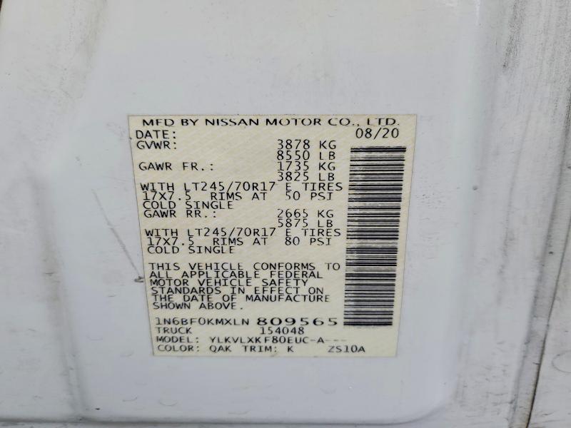79659775 :رقم المزاد ، 1N6BF0KMXLN809565 vin ، 2020 Nissan Nv مزاد بيع