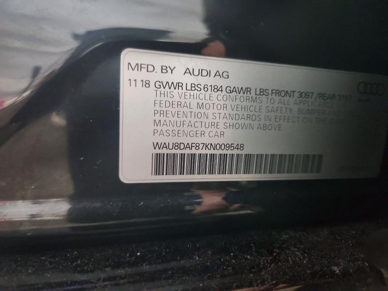Aukcja sprzedaży 2019 Audi A8, vin: WAU8DAF87KN009548, numer aukcji: 78727575