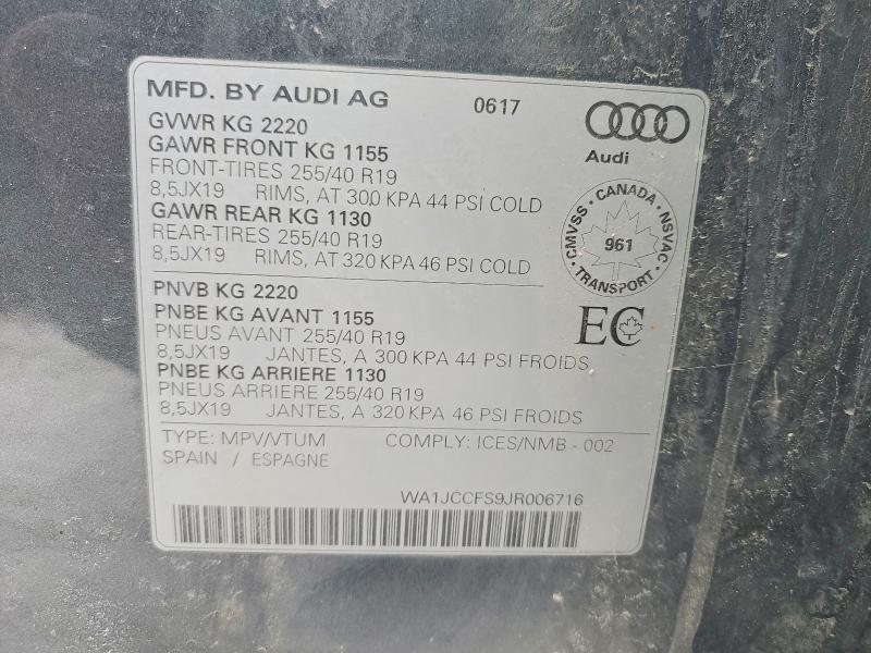 2018 Audi Q3 მანქანა იყიდება აუქციონზე, vin: WA1JCCFS9JR006716, აუქციონის ნომერი: 77197505