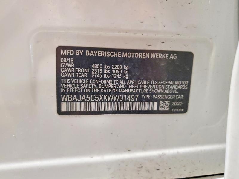 Aukcja sprzedaży 2019 Bmw 530, vin: WBAJA5C5XKWW01497, numer aukcji: 76419555