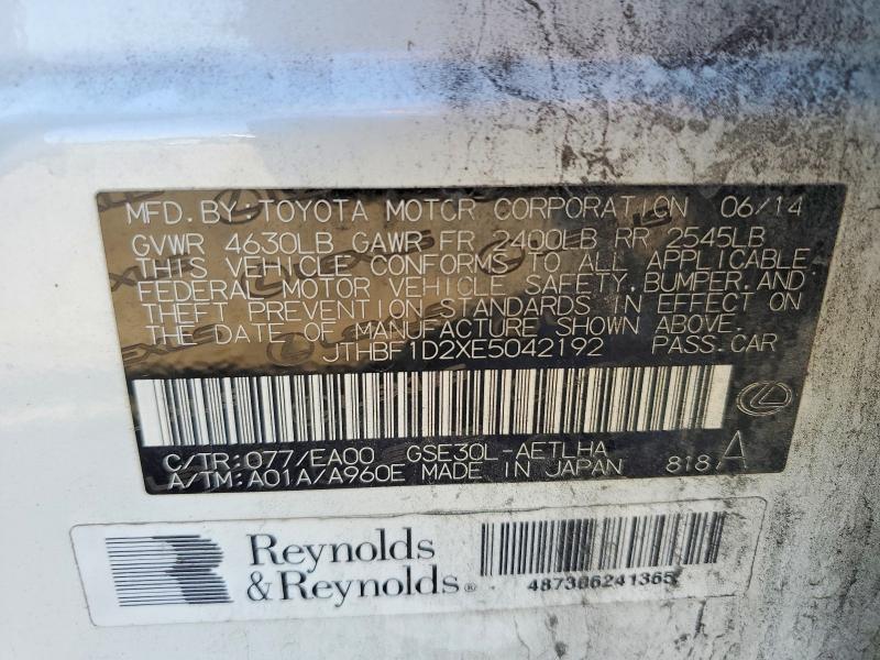 Продажа на аукционе авто 2014 Lexus Is, vin: JTHBF1D2XE5042192, номер лота: 75676065