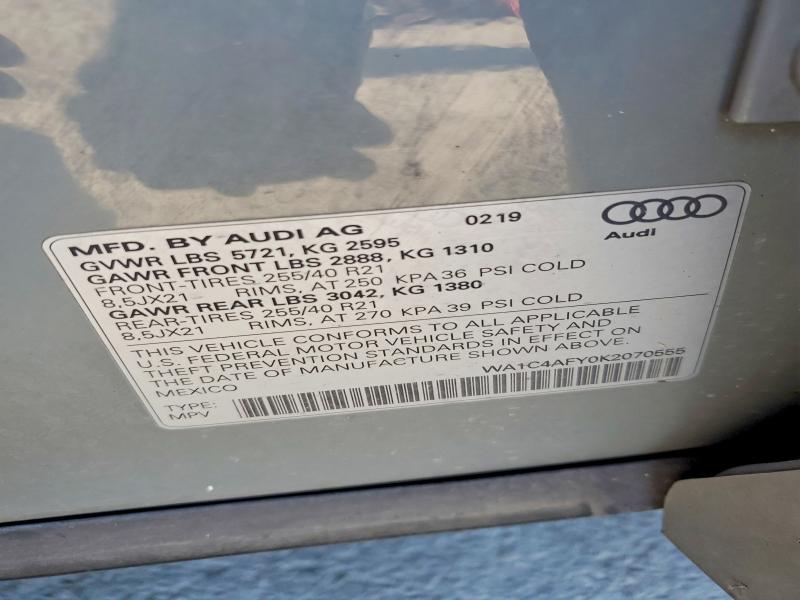 Продажа на аукционе авто 2019 Audi Sq5, vin: WA1C4AFY0K2070555, номер лота: 78957605