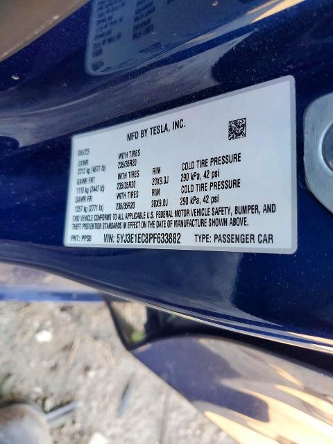 Продажа на аукционе авто 2023 Tesla Model 3, vin: 5YJ3E1EC8PF633882, номер лота: 77106215
