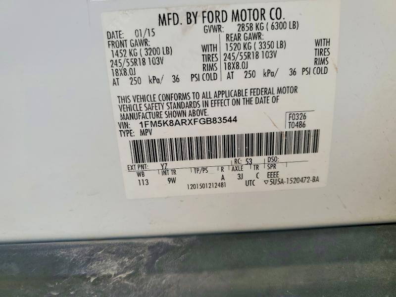 Aukcja sprzedaży 2015 Ford Explorer, vin: 1FM5K8ARXFGB83544, numer aukcji: 78092895