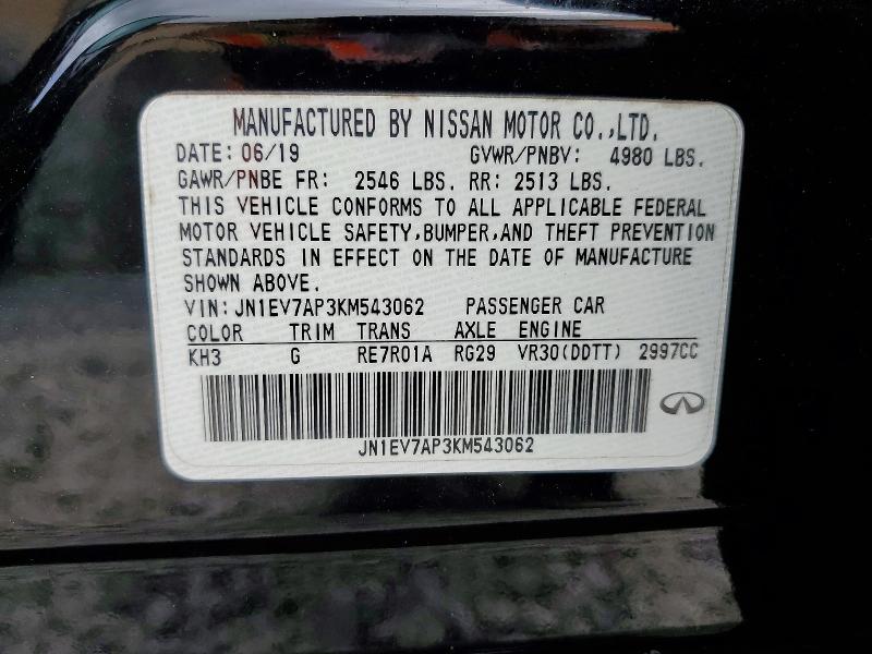 Aukcja sprzedaży 2019 Infiniti Q50, vin: JN1EV7AP3KM543062, numer aukcji: 75795335