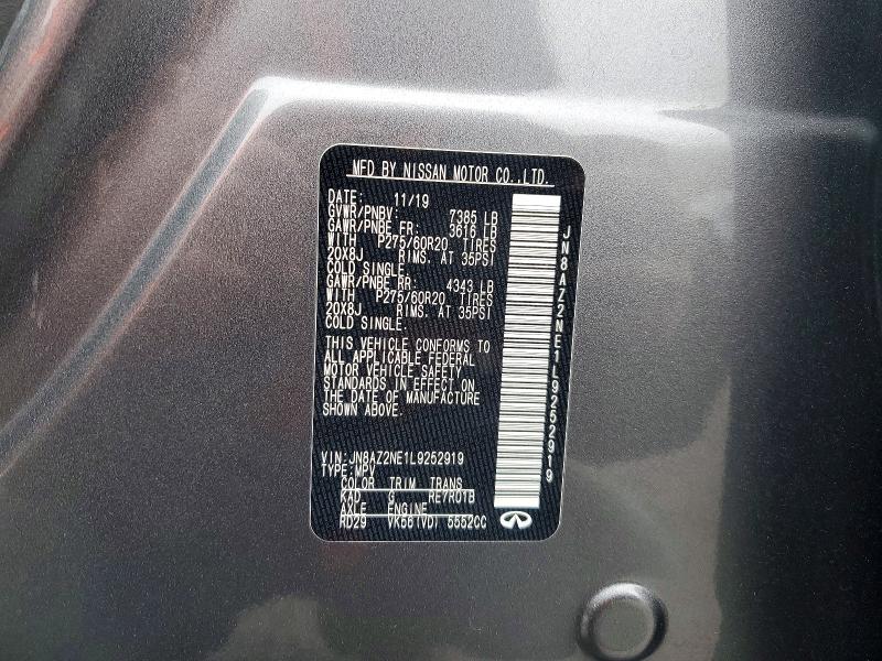 Aukcja sprzedaży 2020 Infiniti Qx80, vin: JN8AZ2NE1L9252919, numer aukcji: 77504085