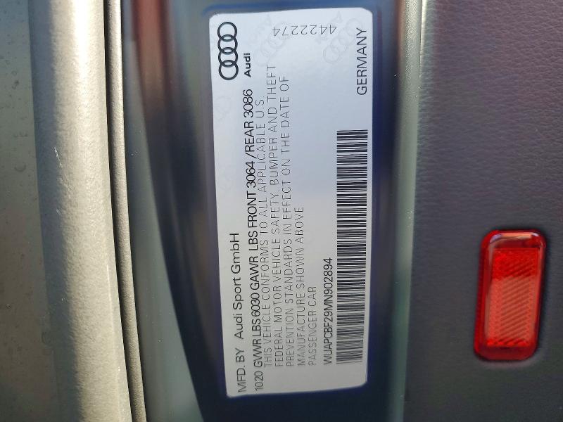 2021 Audi Rs7 მანქანა იყიდება აუქციონზე, vin: WUAPCBF29MN902894, აუქციონის ნომერი: 76551725