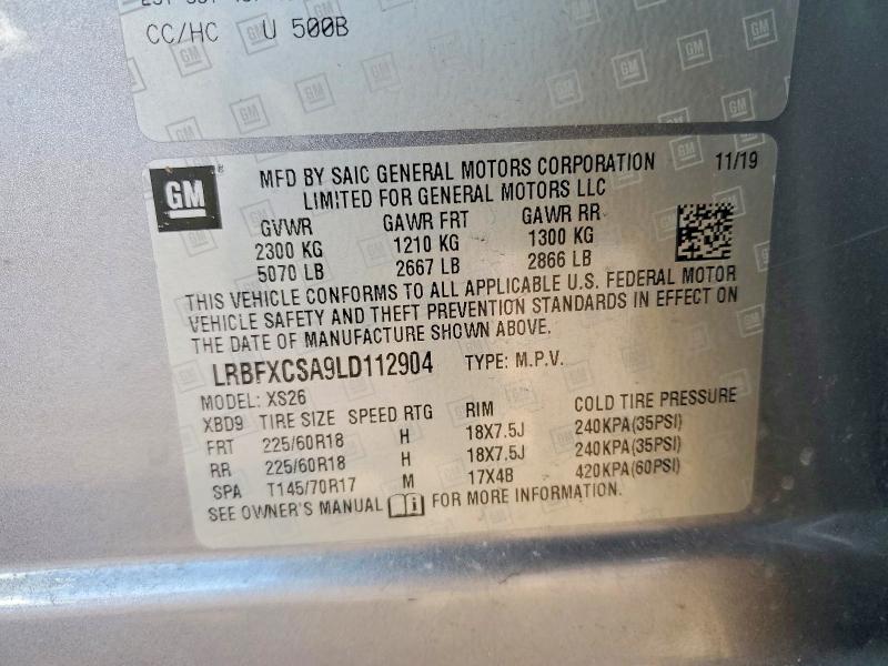 Продажа на аукционе авто 2020 Buick Envision, vin: LRBFXCSA9LD112904, номер лота: 73220555