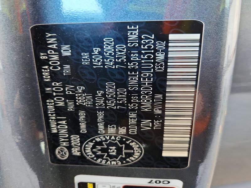 76655575 :رقم المزاد ، KM8R3DHE9LU151532 vin ، 2020 Hyundai Palisade مزاد بيع