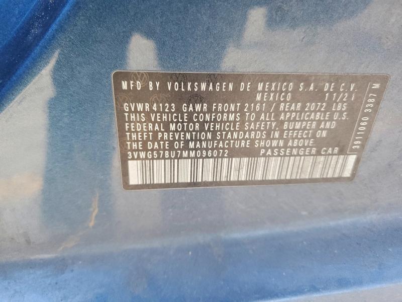 77468885 :رقم المزاد ، 3VWG57BU7MM096072 vin ، 2021 Volkswagen Jetta مزاد بيع