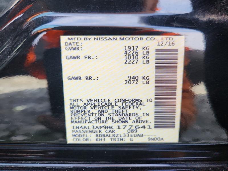 77945835 :رقم المزاد ، 1N4AL3AP9HC177641 vin ، 2017 Nissan Altima مزاد بيع