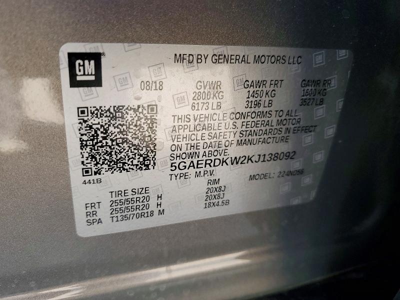 Aukcja sprzedaży 2019 Buick Enclave, vin: 5GAERDKW2KJ138092, numer aukcji: 77116215
