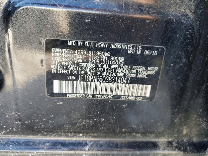 76696785 :رقم المزاد ، JF1GPAP60G8314047 vin ، 2016 Subaru Impreza مزاد بيع