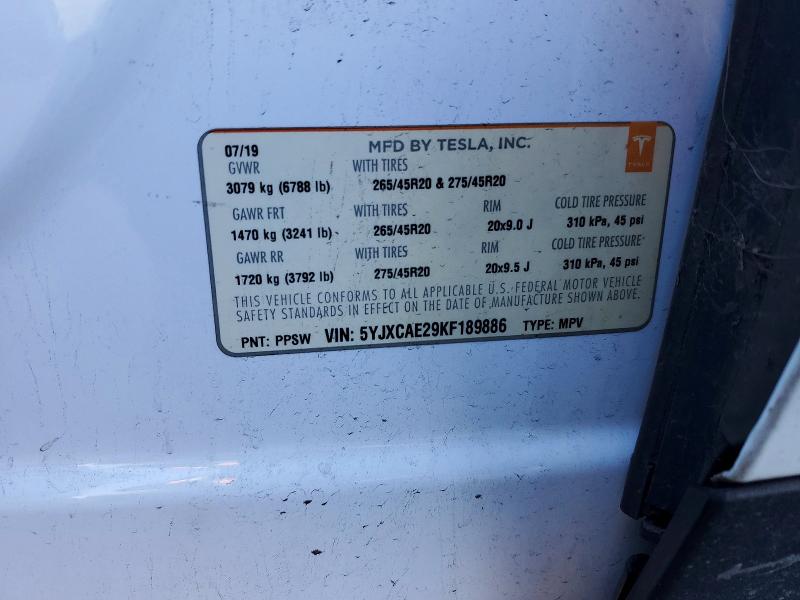 Продаж на аукціоні авто 2019 Tesla Model X, vin: 5YJXCAE29KF189886, номер лоту: 78176095