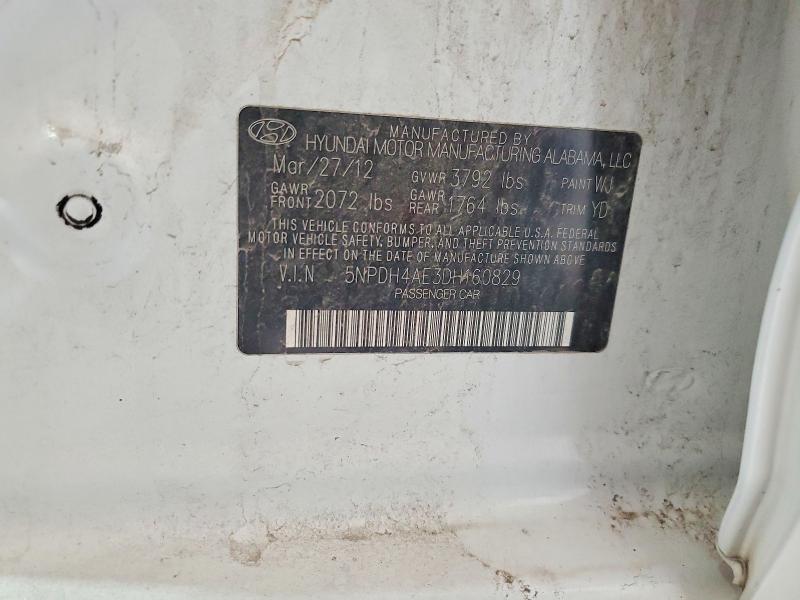 78116045 :رقم المزاد ، 5NPDH4AE3DH160829 vin ، 2013 Hyundai Elantra مزاد بيع