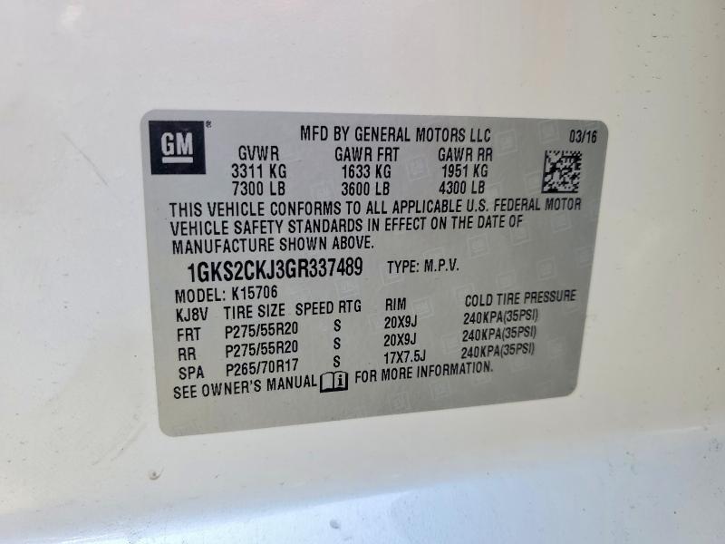 Продаж на аукціоні авто 2016 Gmc Yukon, vin: 1GKS2CKJ3GR337489, номер лоту: 75478965