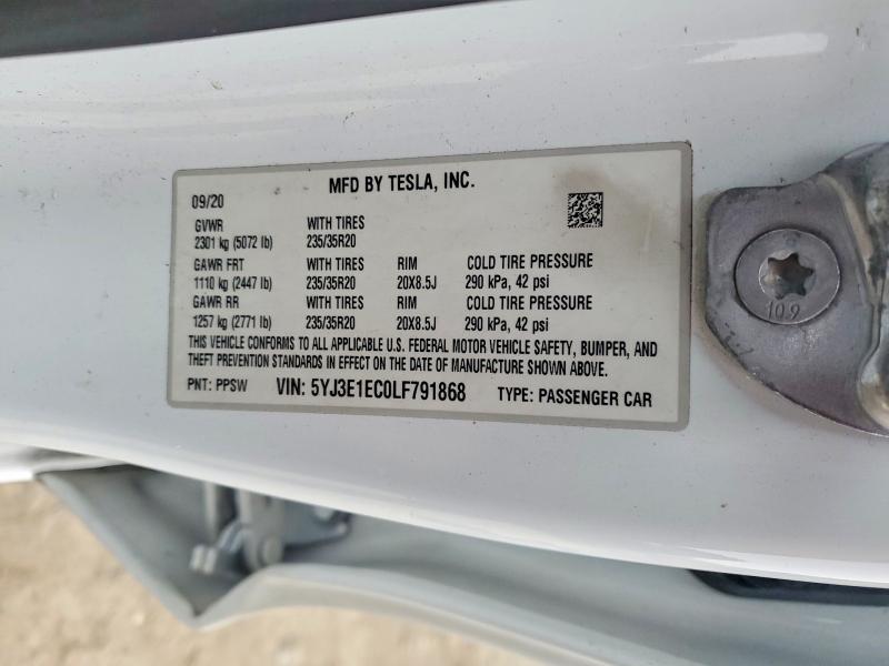 Продажа на аукционе авто 2020 Tesla Model 3, vin: 5YJ3E1EC0LF791868, номер лота: 76210985