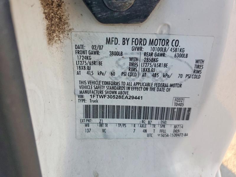 75226595 :رقم المزاد ، 1FTWF30528EA29441 vin ، 2008 Ford F350 مزاد بيع