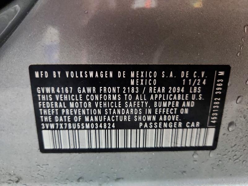75687515 :رقم المزاد ، 3VW7X7BU5SM034824 vin ، 2025 Volkswagen Jetta مزاد بيع
