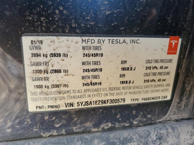 Продаж на аукціоні авто 2019 Tesla Model S, vin: 5YJSA1E29KF300579, номер лоту: 76808515