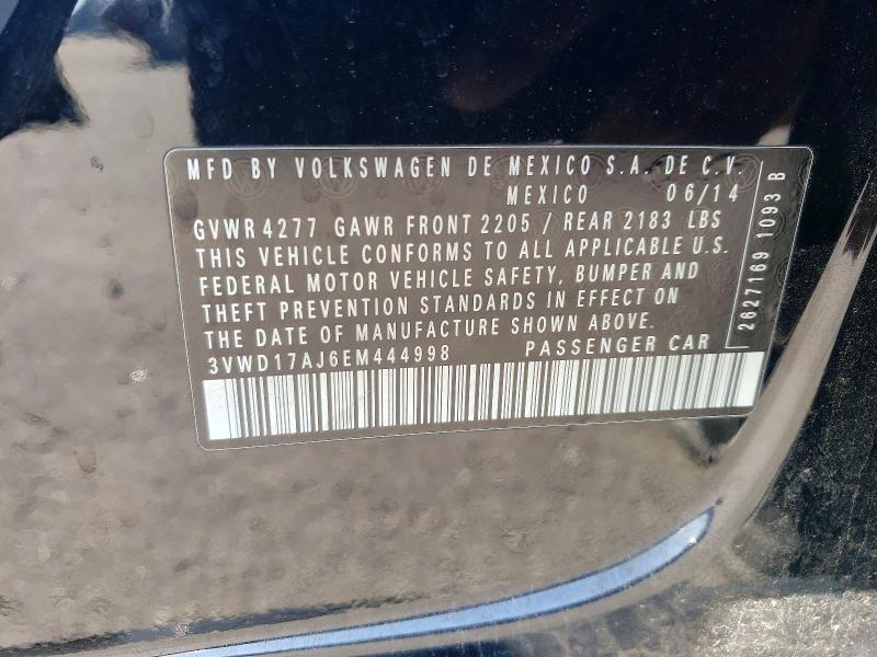 78422535 :رقم المزاد ، 3VWD17AJ6EM444998 vin ، 2014 Volkswagen Jetta مزاد بيع