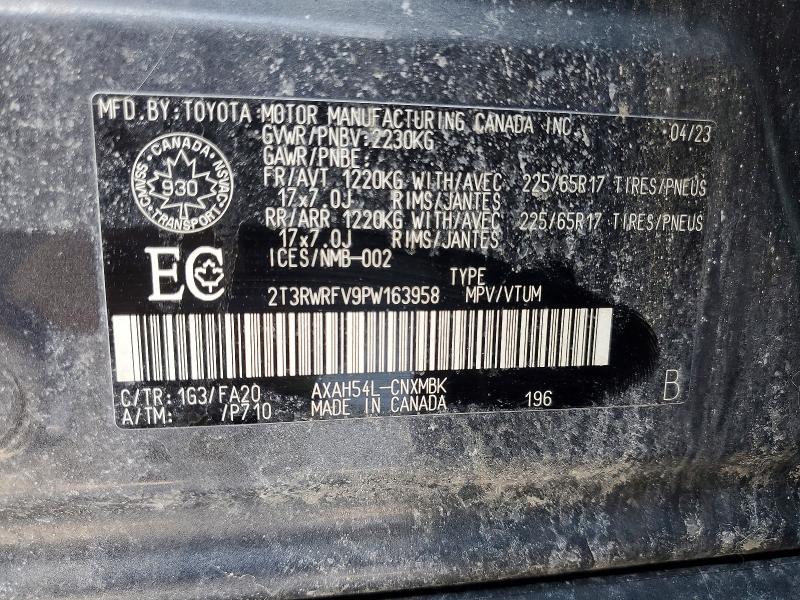 2023 Toyota Rav4 მანქანა იყიდება აუქციონზე, vin: 2T3RWRFV9PW163958, აუქციონის ნომერი: 77185575