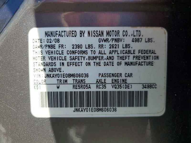 Aukcja sprzedaży 2008 Infiniti M35, vin: JNKAY01E08M606036, numer aukcji: 74506675