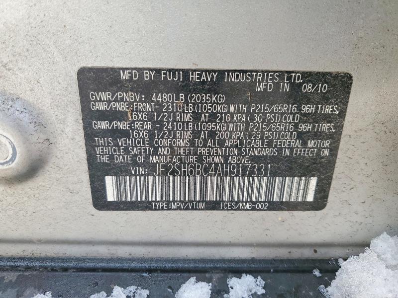 Продаж на аукціоні авто 2010 Subaru Forester, vin: JF2SH6BC4AH917331, номер лоту: 78252695