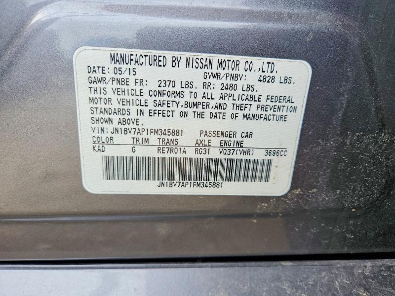 Aukcja sprzedaży 2015 Infiniti Q50, vin: JN1BV7AP1FM345881, numer aukcji: 77000595