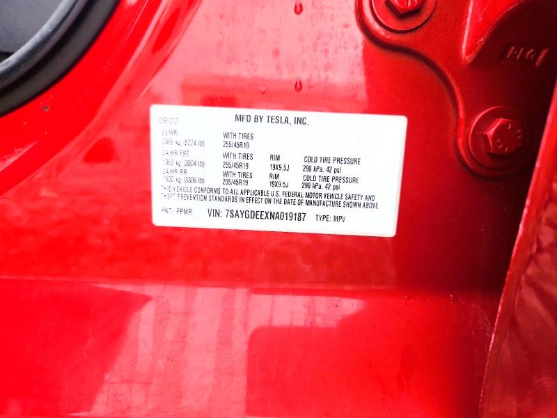 Продажа на аукционе авто 2022 Tesla Model Y, vin: 7SAYGDEEXNA019187, номер лота: 79008835