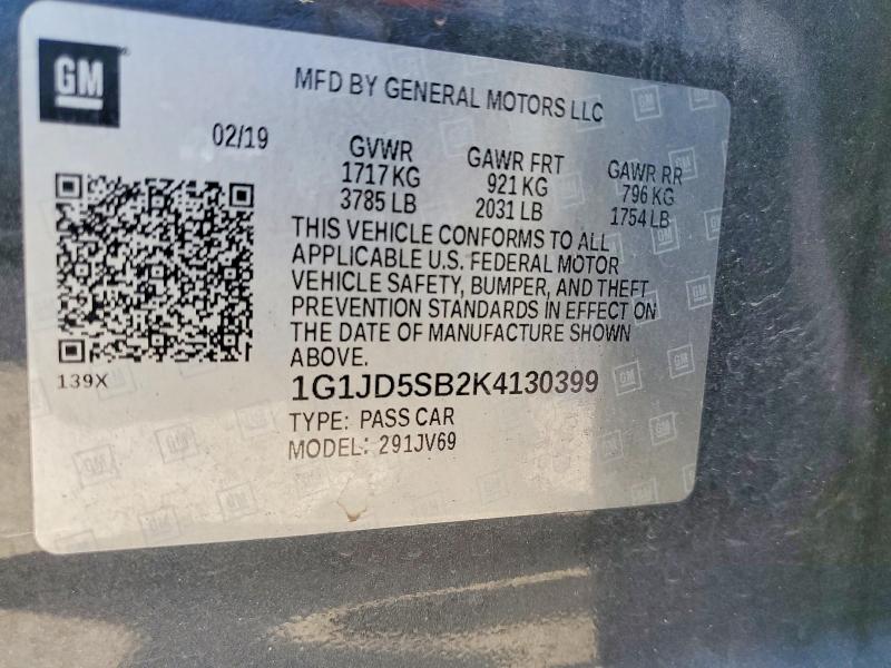 Продаж на аукціоні авто 2019 Chevrolet Sonic, vin: 1G1JD5SB2K4130399, номер лоту: 76613085