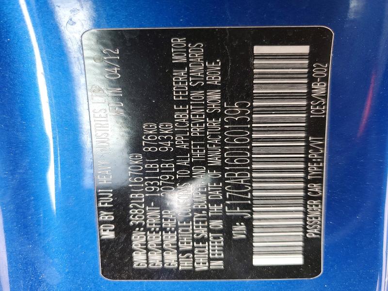 Продажа на аукционе авто 2013 Subaru Brz, vin: JF1ZCAB16D1601395, номер лота: 77989075