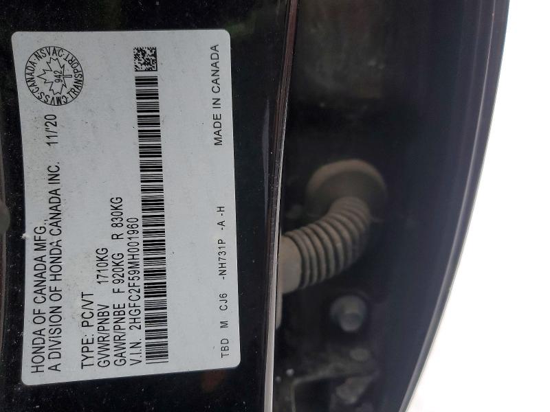 Aukcja sprzedaży 2021 Honda Civic, vin: 2HGFC2F59MH001960, numer aukcji: 74478065
